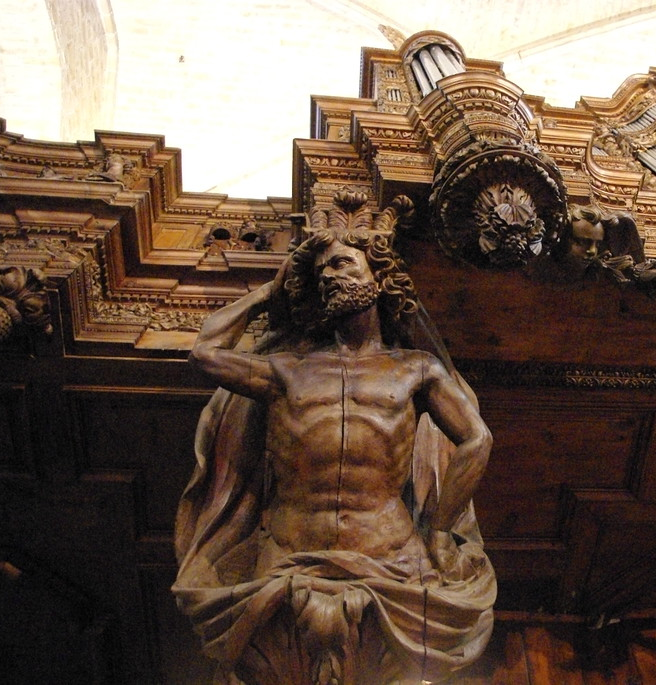La Chaise-Dieu, atlante de la tribune des orgues de l'église. Jean Cox (Cl. P. Bardelot, © Abbepassadoc)